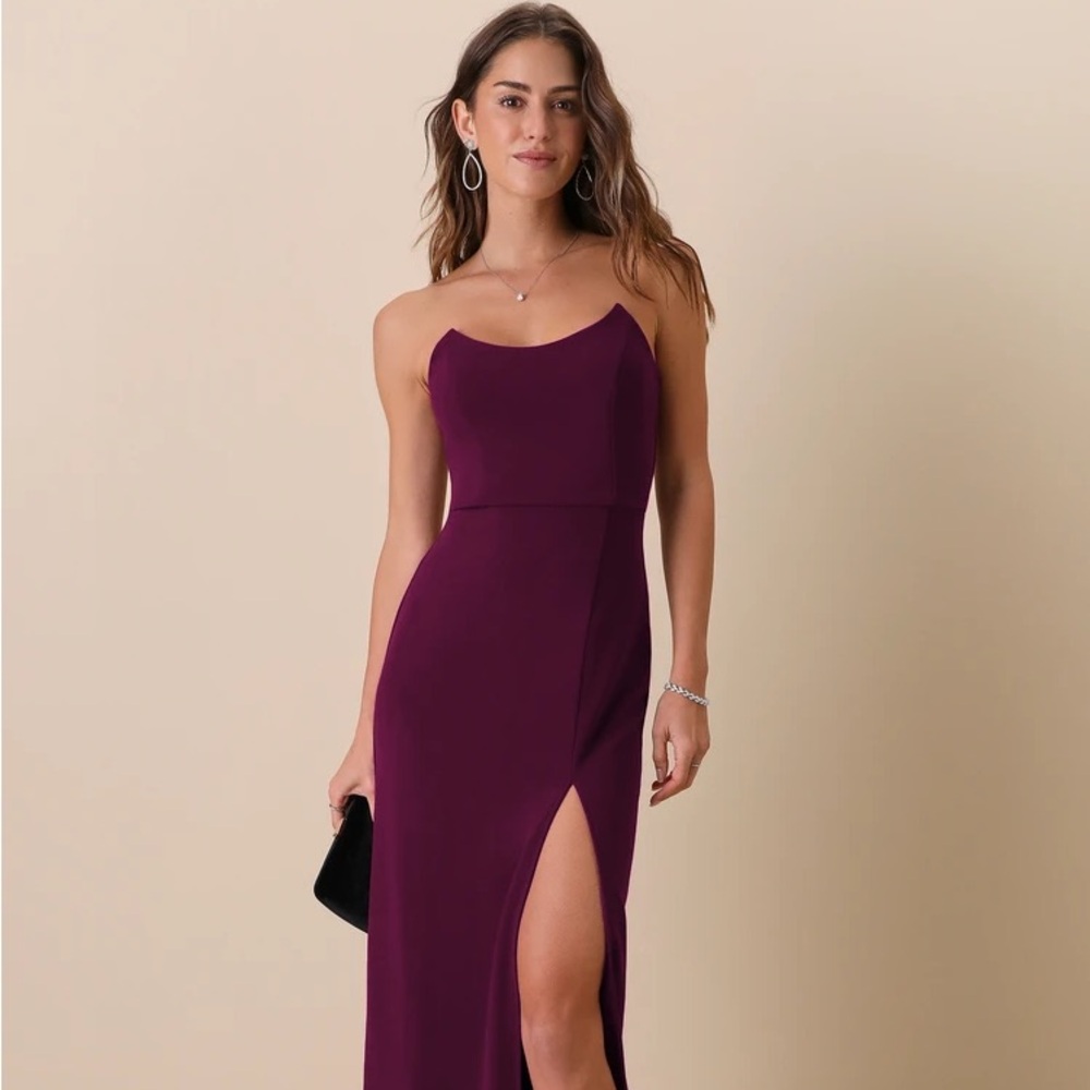 Elegant Plum Slip Dress with Side Slit